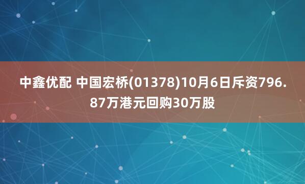 中鑫优配 中国宏桥(01378)10月6日斥资796.87万港元回购30万股